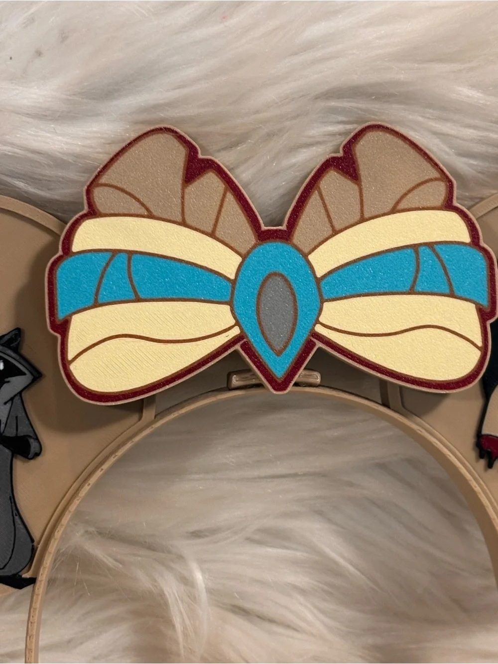 Native Woman and Animals 3-D Ear Headband with Bow - Handcrafted